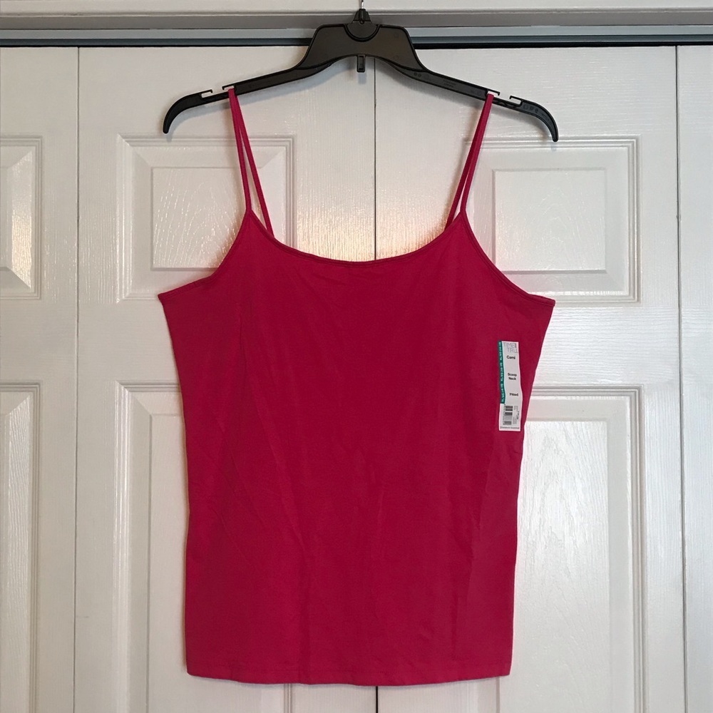 NWT Time&Tru / Hot Pink Cami/ XL (16-18)/ Swoop Neck/ Fitted/ Cotton & Spandex